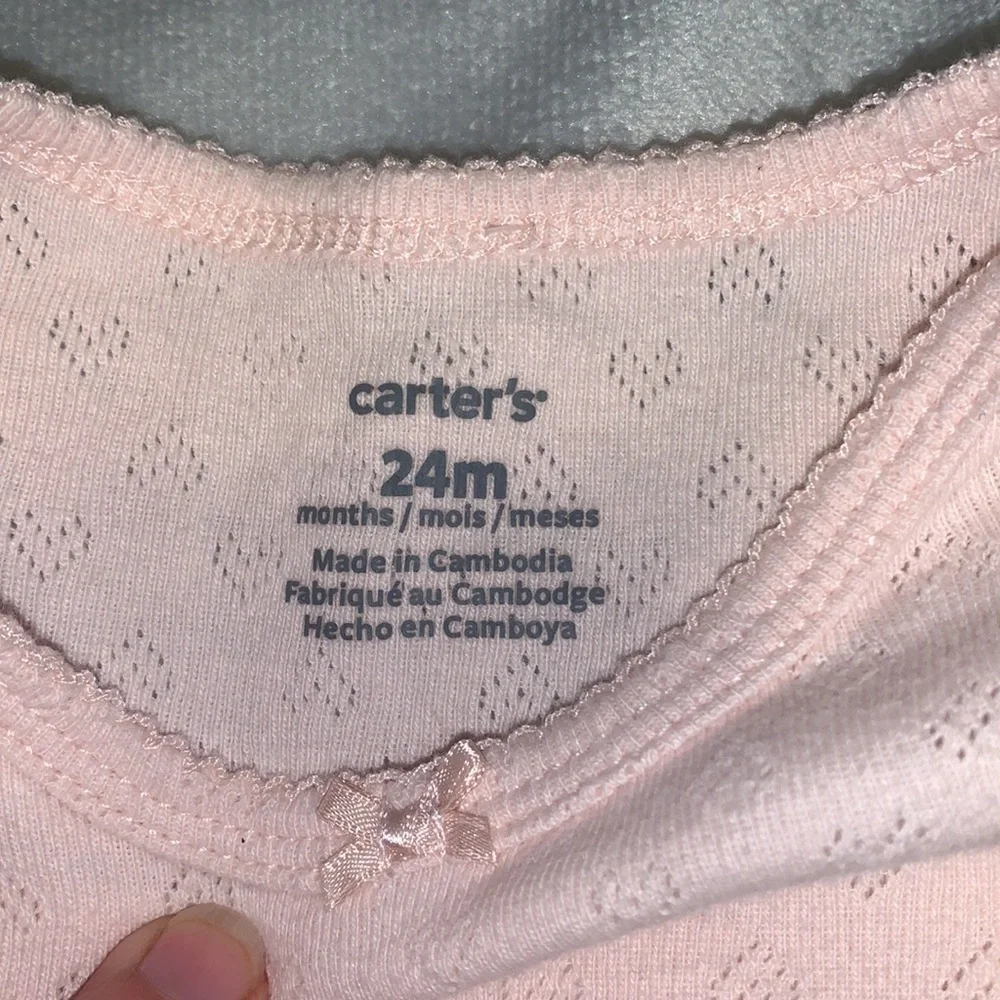 Carters long sleeve onesies bodysuits heart pointelle 24 months mint green pink